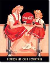 Vintage COKE - Refresh Fountain Metal Sign