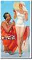 Vintage COKE Man & Woman Beach Metal Sign