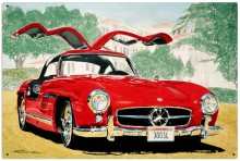 Vintage-Retro Mercedes Gullwing Tin-Metal Sign LARGE