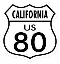 Vintage-Retro Route 80 California Shield Metal-Tin Sign