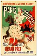 Vintage-Retro Paris Hippodrome Tin-Metal Sign LARGE