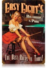 Vintage-Retro Easy Eights Pool Metal-Tin Sign