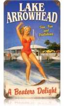 Vintage-Retro Lake Arrowhead Metal-Tin Sign