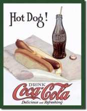 Retro Hot Dog and COKE Metal Sign