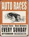 Vintage Auto Races Metal-Tin Sign