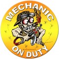 Vintage-Retro Mechanic on Duty Round Metal-Tin Sign