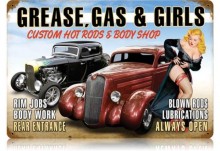 Vintage-Retro Grease Gas Girls Metal-Tin Sign