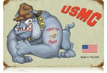 Vintage-Retro USMC Bulldog Metal-Tin Sign