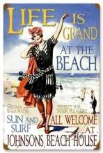 Vintage-Retro Beach House Metal-Tin Sign  - Personalized