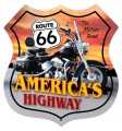 Vintage-Retro Route 66 Motorcycle Shield Metal-Tin Sign LARGE