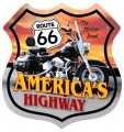 Vintage-Retro Route 66 Motorcycle Shield Metal-Tin Sign
