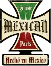 Vintage-Retro Mexican Parts Iron Cross Metal-Tin Sign