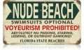 Vintage-Retro Nude Beach Florida Metal-Tin Sign