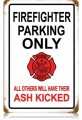 Vintage-Retro Firefighter Parking Metal-Tin Sign