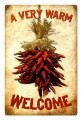 Vintage Welcome Chilies Metal Sign