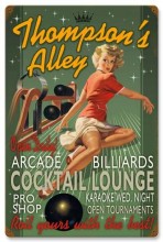Vintage-Retro Bowling Alley Metal-Tin Sign - Personalized