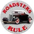 Vintage-Retro Roadsters Rule Round Metal-Tin Sign