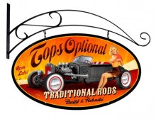 Vintage-Retro Tops Optional Double Sided Oval Metal-Tin Sign with Wall Mount