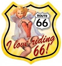 Vintage-Retro Route 66 Pinup Shield Metal-Tin Sign 1