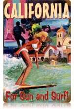 Vintage-Retro California Surfer Metal-Tin Sign