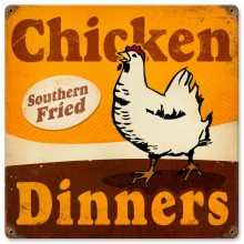 Vintage-Retro Chicken Dinners Metal-Tin Sign