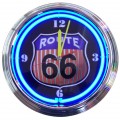 Retro ROUTE 66 ROUND NEON CLOCK 15 x 15 Inches