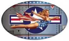 Vintage-Retro Plane Pinup Oval Metal-Tin Sign