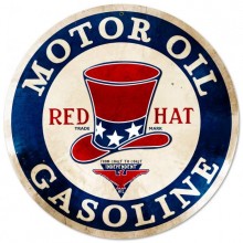 Retro Red Hat Gasoline Tin Sign