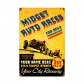 Vintage Midget Races Metal Sign 16 x 24 Inches Inches