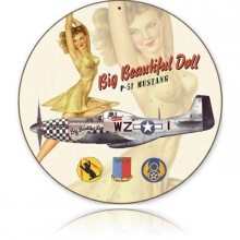 Vintage-Retro Beautiful Doll Round Metal-Tin Sign