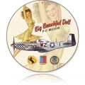Vintage-Retro Beautiful Doll Round Metal-Tin Sign