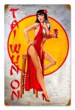 Vintage-Retro Tai Wun On - Pin-Up Girl Metal Sign -