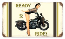Vintage-Retro Ready 2 Ride Metal-Tin Sign