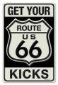 Vintage-Retro Route 66 Kicks Metal-Tin Sign