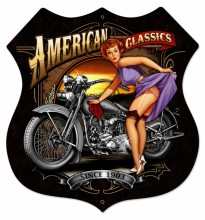 Vintage-Retro American Classics Shield Metal-Tin Sign LARGE