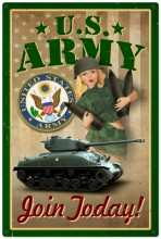 Vintage-Retro Army Pinup Metal-Tin Sign LARGE