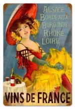 Vintage-Retro Wines of France Metal-Tin Sign