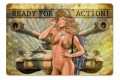 Vintage-Retro Ready for Action Metal-Tin Sign