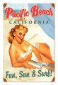 Vintage-Retro Pacific Beach Pinup - Pin-Up Girl Metal Sign -