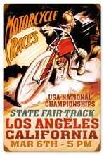 Vintage-Retro LA Motorcycle Races Metal-Tin Sign 16 x 24 Inches
