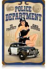 Vintage-Retro Police Pin Up Metal-Tin Sign