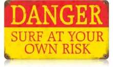 Vintage-Retro Danger Surf Metal-Tin Sign