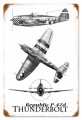 Vintage-Retro P-47 Three View Metal-Tin Sign LARGE