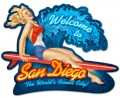 Vintage-Retro San Diego Surf Girl Custom Shape Metal-Tin Sign