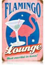 Vintage-Retro Flamingo Lounge Metal-Tin Sign