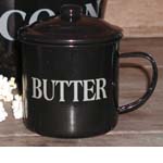 Black enamelware mug