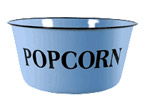 Blue enamelware popcorn bowl