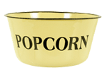 Yellow enamelware popcorn bowl