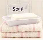 White enamelware soap holder