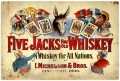 Vintage-Retro Five Jacks Whiskey Tin-Metal Sign LARGE